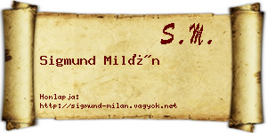 Sigmund Milán névjegykártya